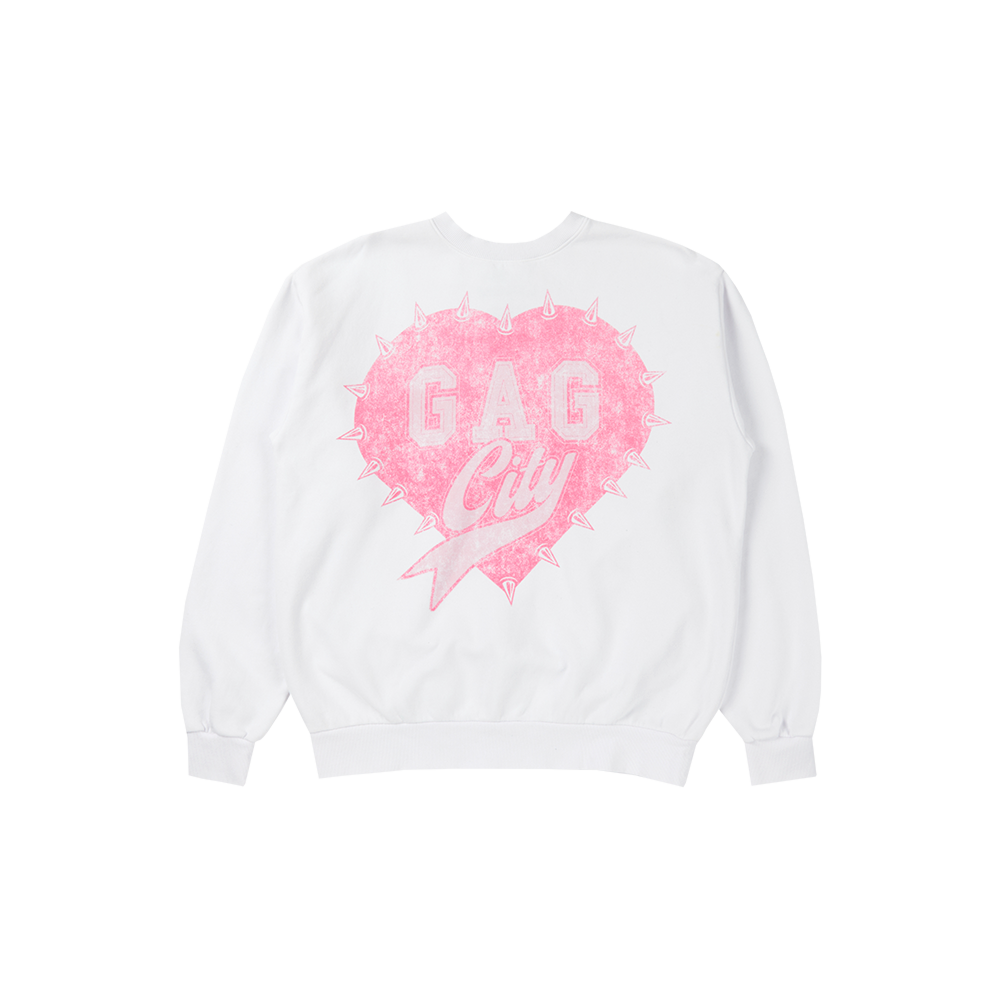 GAG CITY WHITE CREWNECK Front