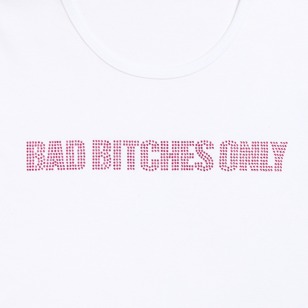 Bad Bitches Only Rhinestone Baby Tee Detail