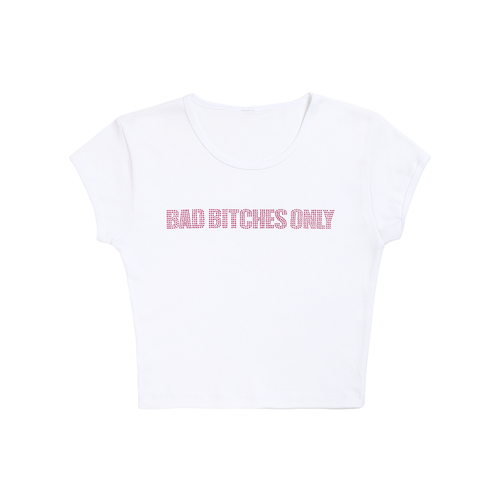 Bad Bitches Only Rhinestone Baby Tee