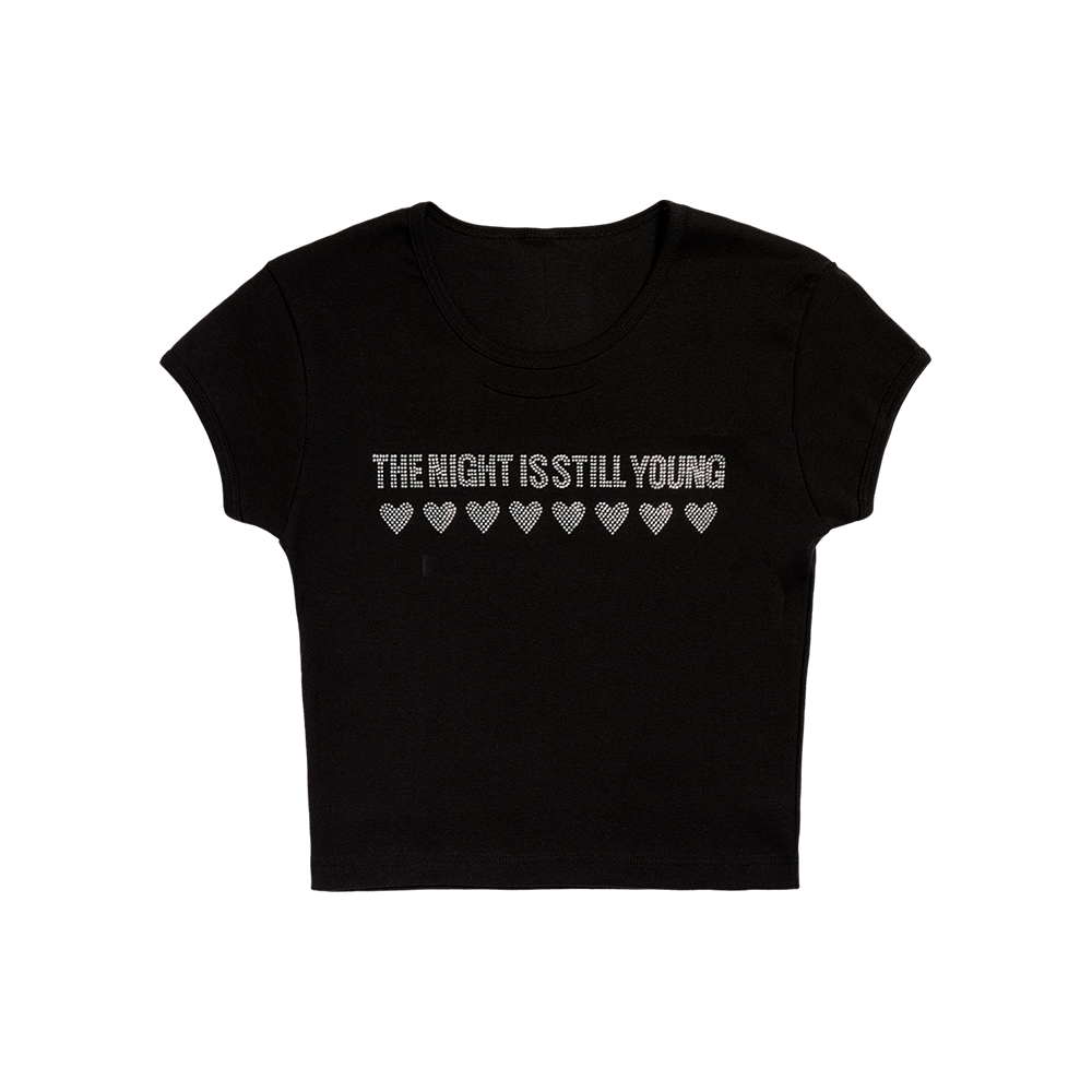 The Night Is Still Young Rhinestone Baby Tee